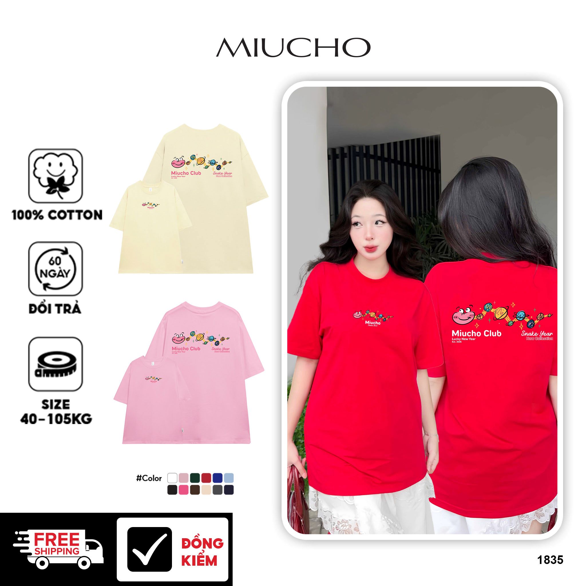 Áo thun tết local brand form rộng chất vải cotton 4c co giãn thoáng mát 1835 Miucho in mix_thumbnail_1