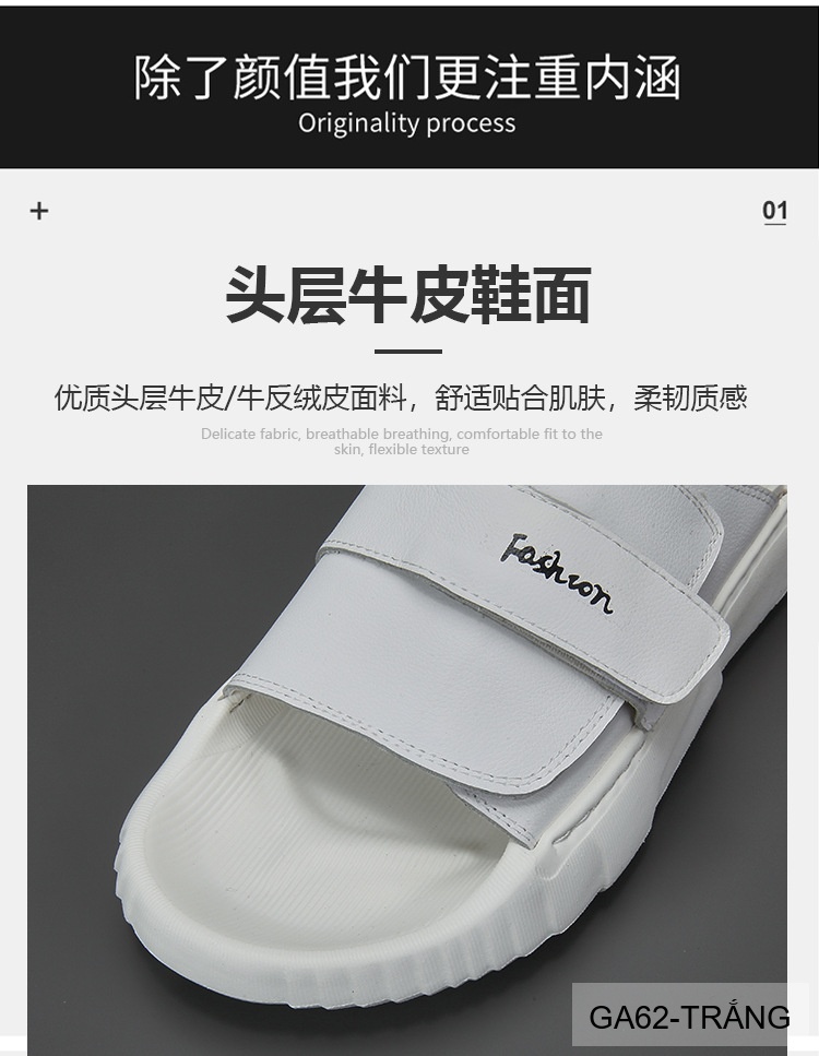 GA62 - Dép xỏ ngón nam phong cách Hàn, đế cao su êm ái, chất liệu da bò, 3 màu Trắng Xanh Lá Đen_thumbnail_13