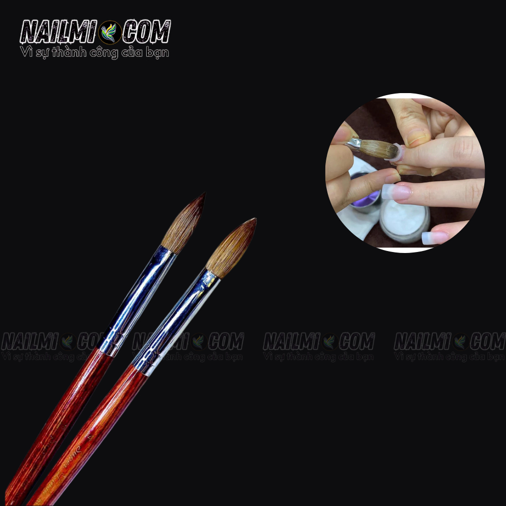 Cọ đắp bột - acrylic nail brush - số 14 - Super Linda - cán gỗ