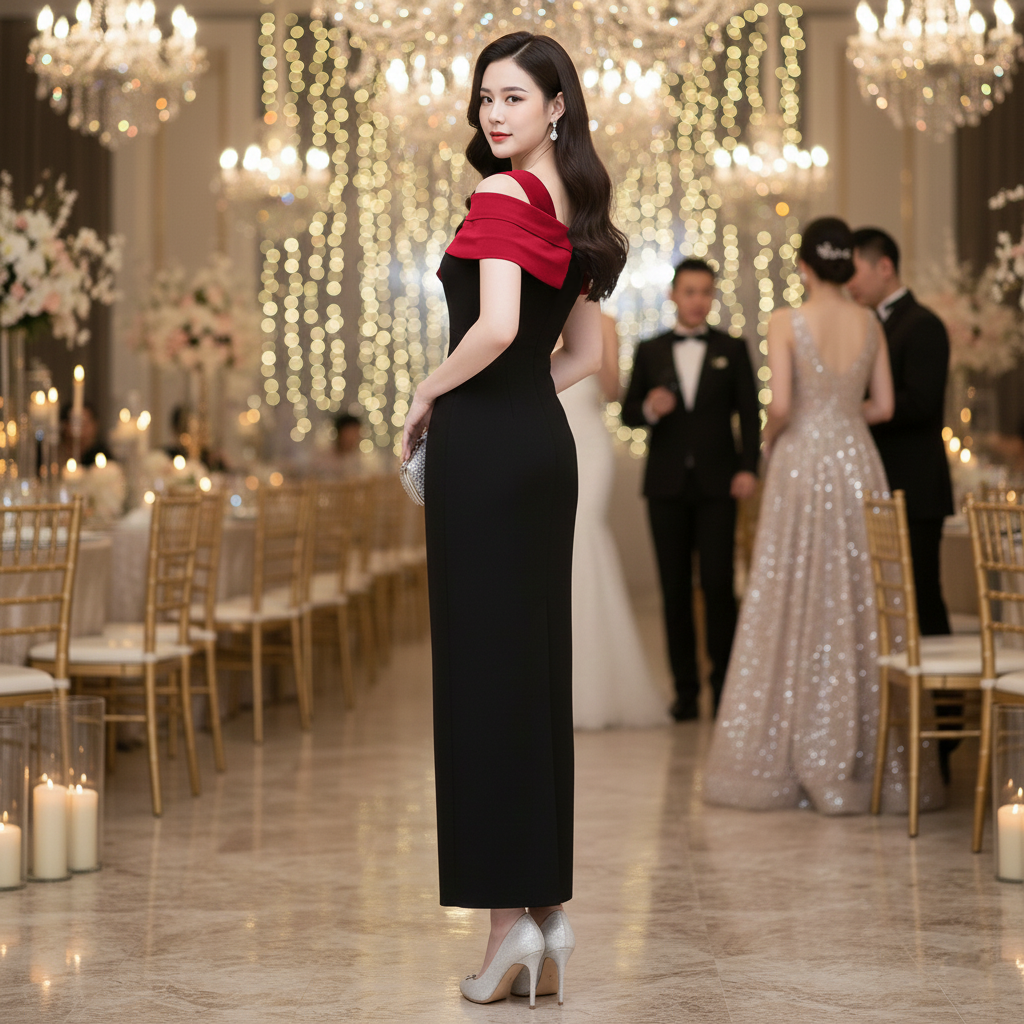 Đầm thiết kế dự tiệc phối cổ sang trọng_thumbnail_5