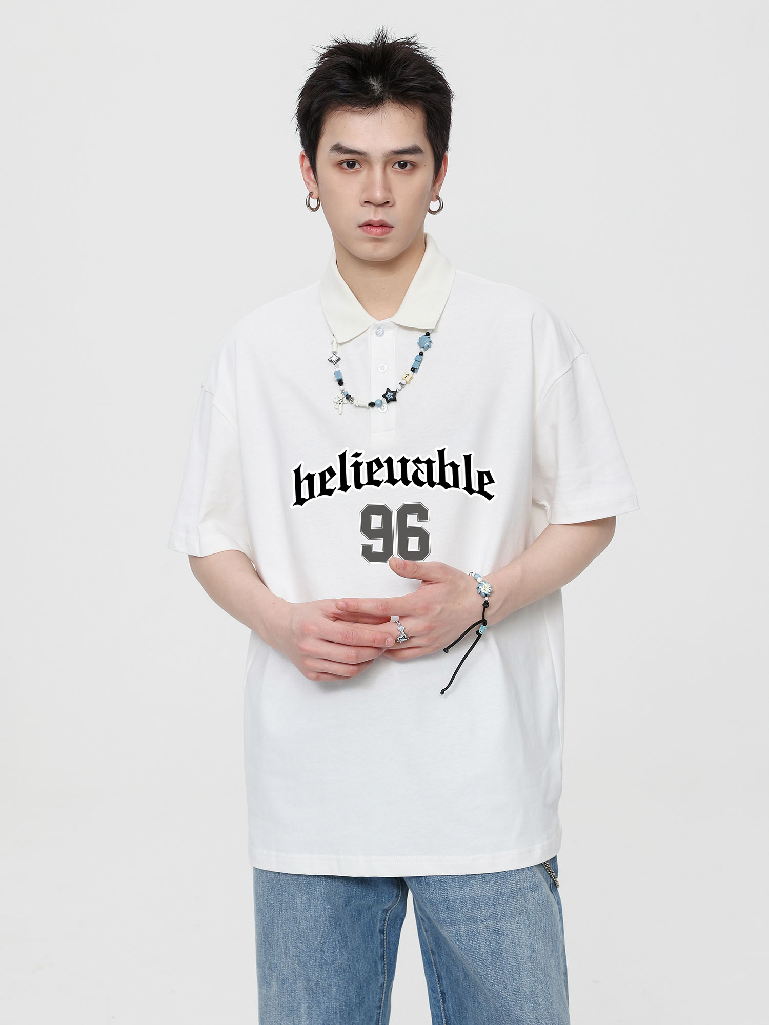 Áo polo nam form rộng đẹp PLD177 Miucho Man tay lỡ vải cotton mềm mại cho nam Typography_thumbnail_3