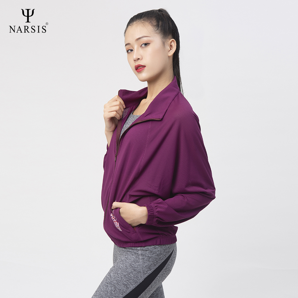 ÁO KHOÁC THỂ THAO NỮ - MÀU MẬN L0019 NARSIS PE NHẸ, THOÁNG KHÍ, THẤM MỒ HÔI, CHẤT LIỆU BỀN, CHỐNG..._thumbnail_2