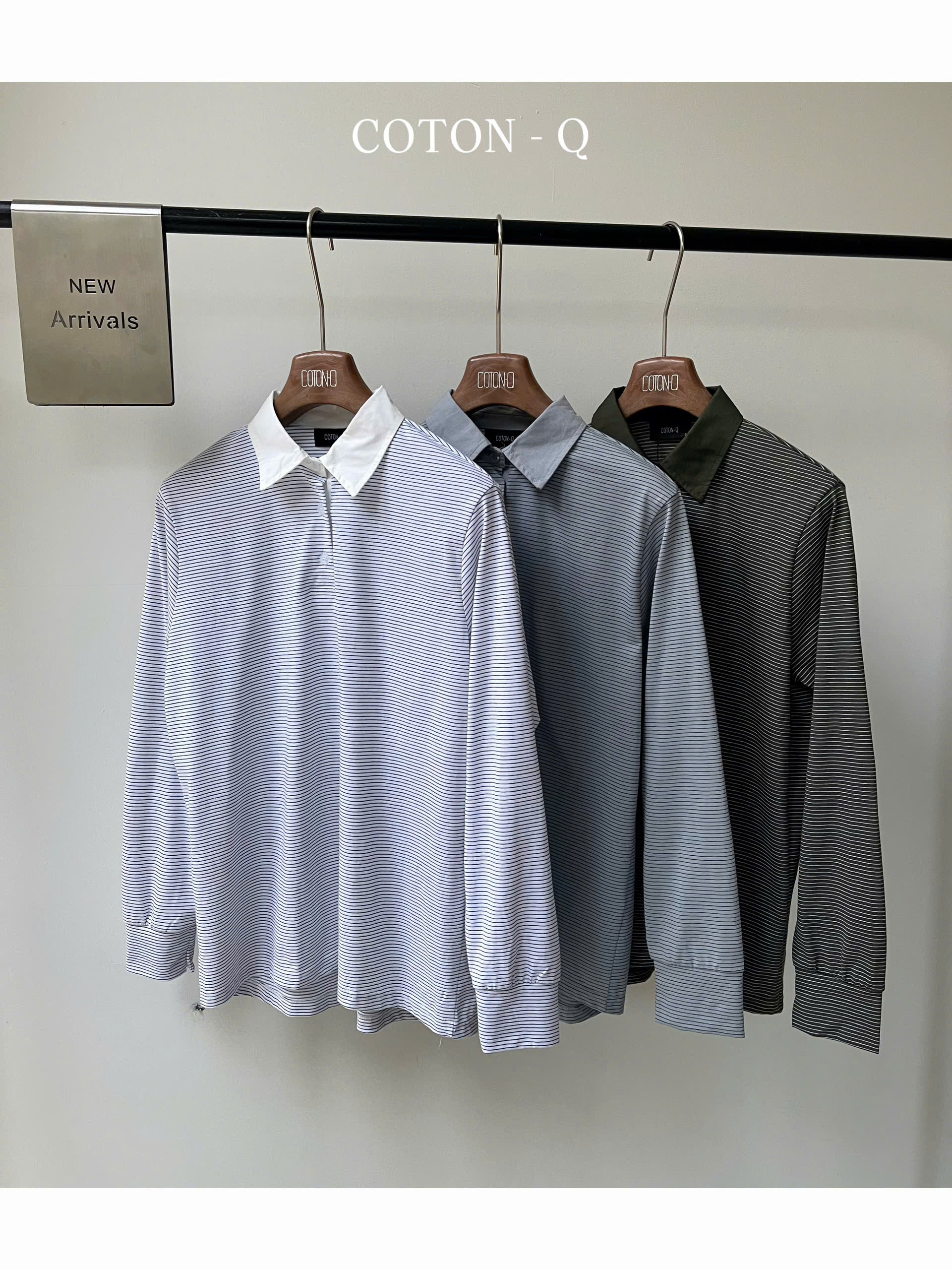 HA755 Áo thun sọc nhí tay dài ( TRẮNG )