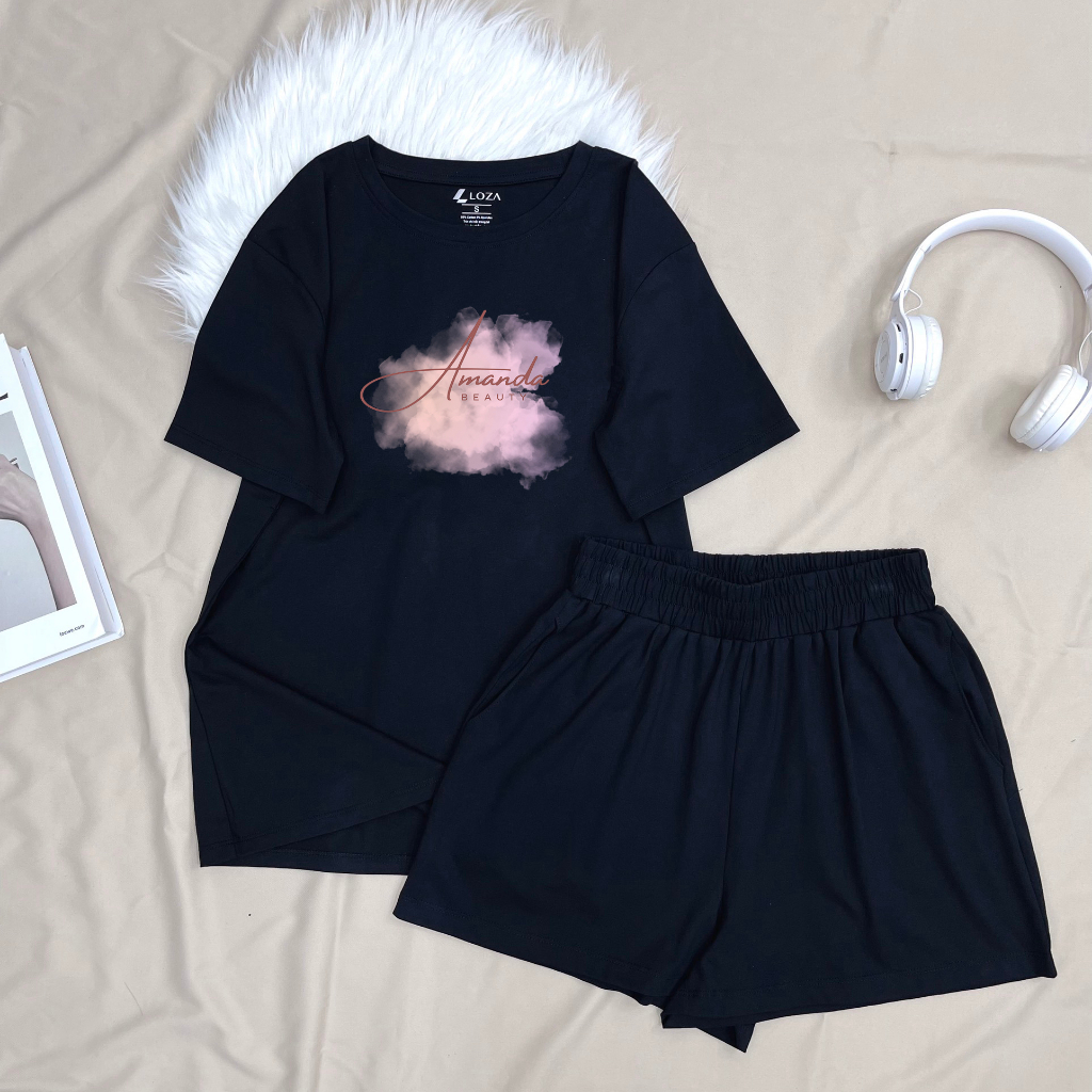 [Form Rộng] Bộ đồ nữ gồm áo thun + quần đùi mặc nhà/đi chơi - LOZA G0076_thumbnail_4