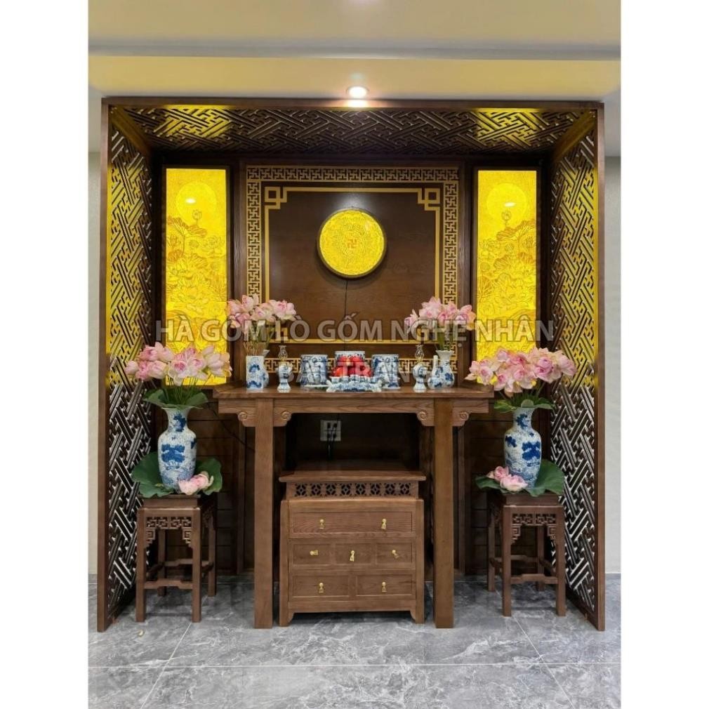 HG342 Đồ Thờ Cúng Bộ 19 món ban thờ 1M07 men lam nghệ nhân Bát Tràng chế tác TẶNG Thất Bảo, Tro Nếp_thumbnail_6