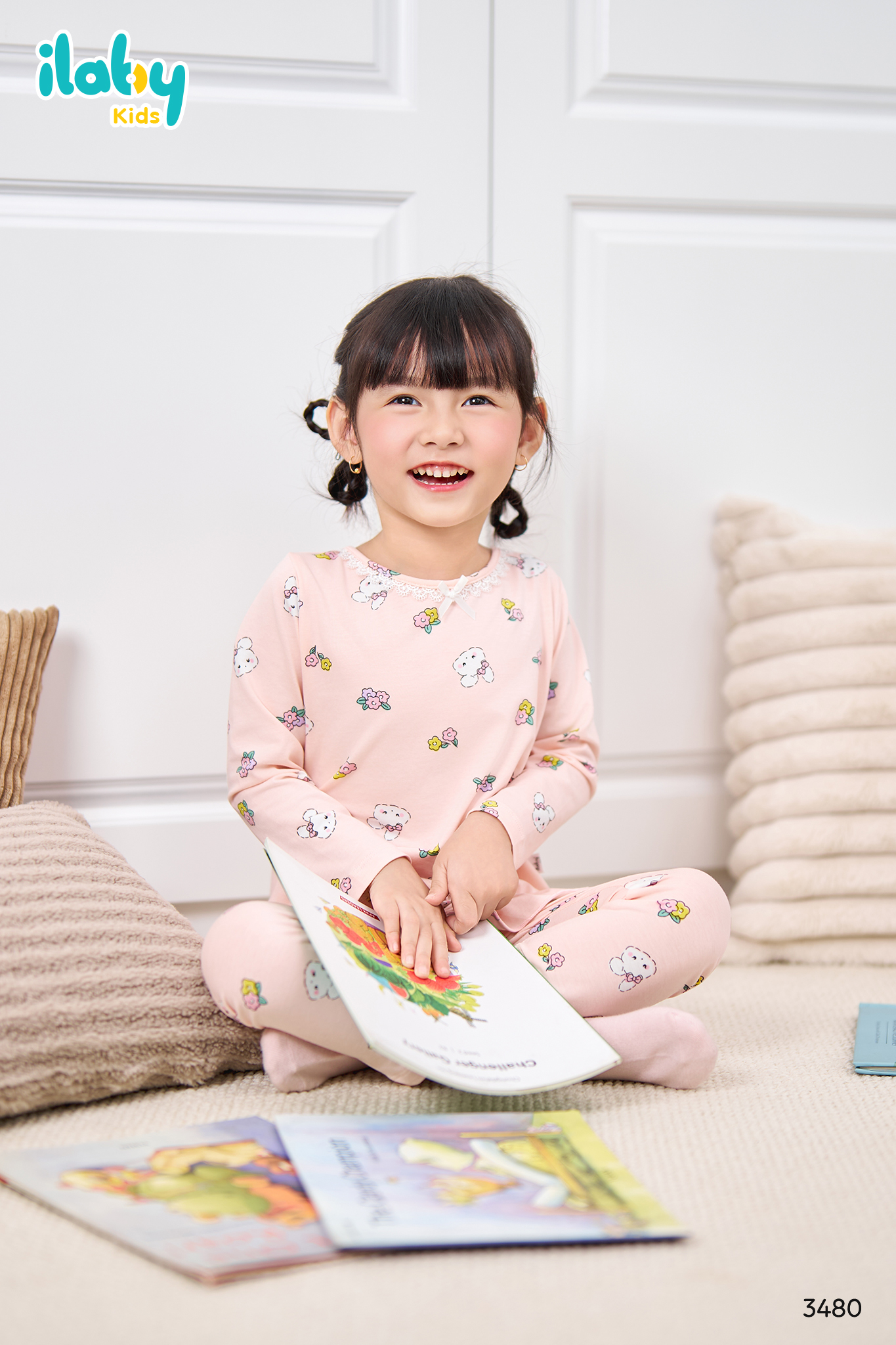 Bộ thun dài tay họa tiết phối ren cổ