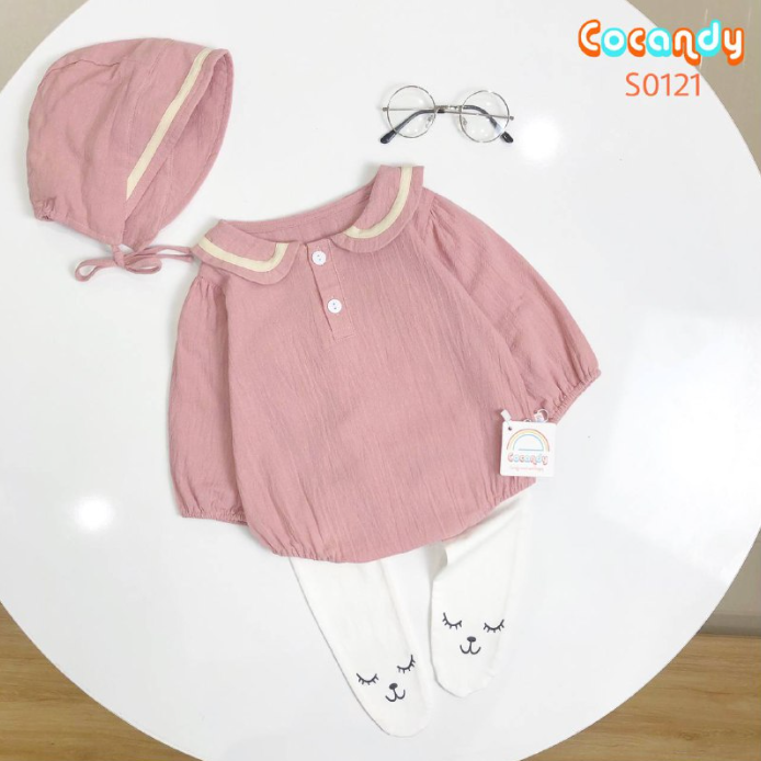 Bodysuit dài HỒNG + mũ