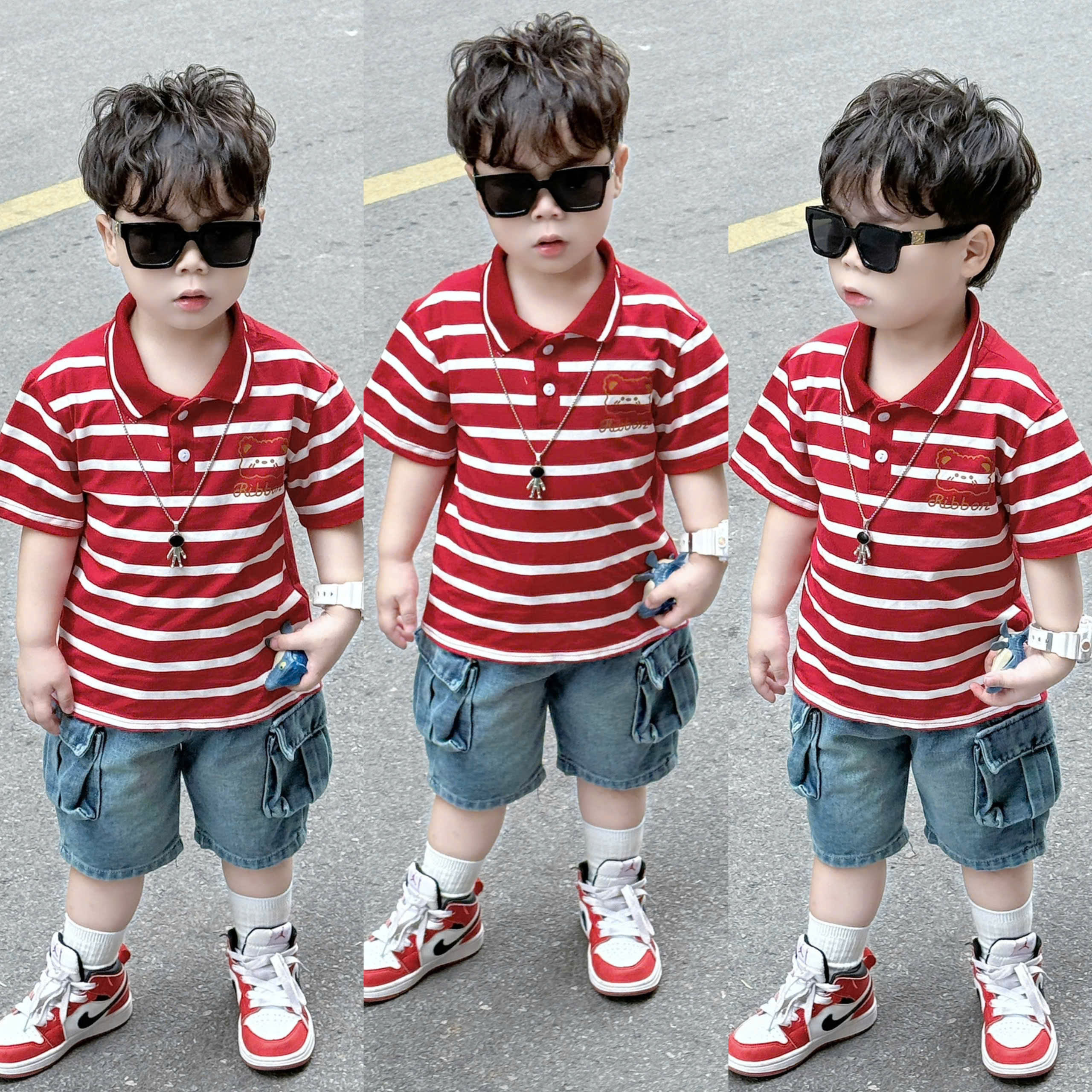 C33 BỘ POLO SỌC GẤU RIBBOR- A116.865