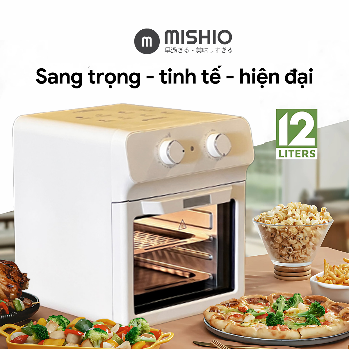 Nồi chiên không dầu 12L Mishio MK393 - tặng nồi cơm 0.8L_thumbnail_5