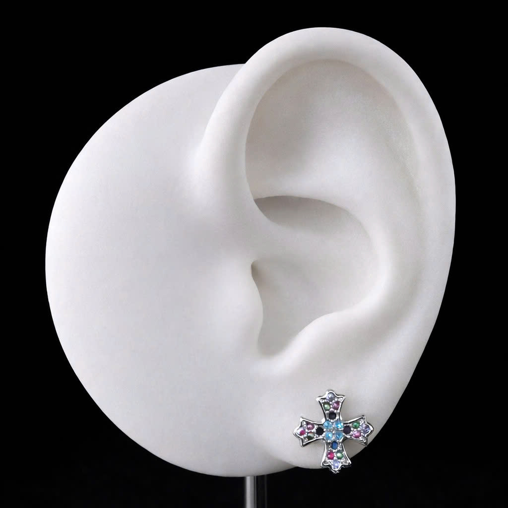 Khuyên vòng kiểu mạ điện chữ thập nhiều màu 8mm_thumbnail_3