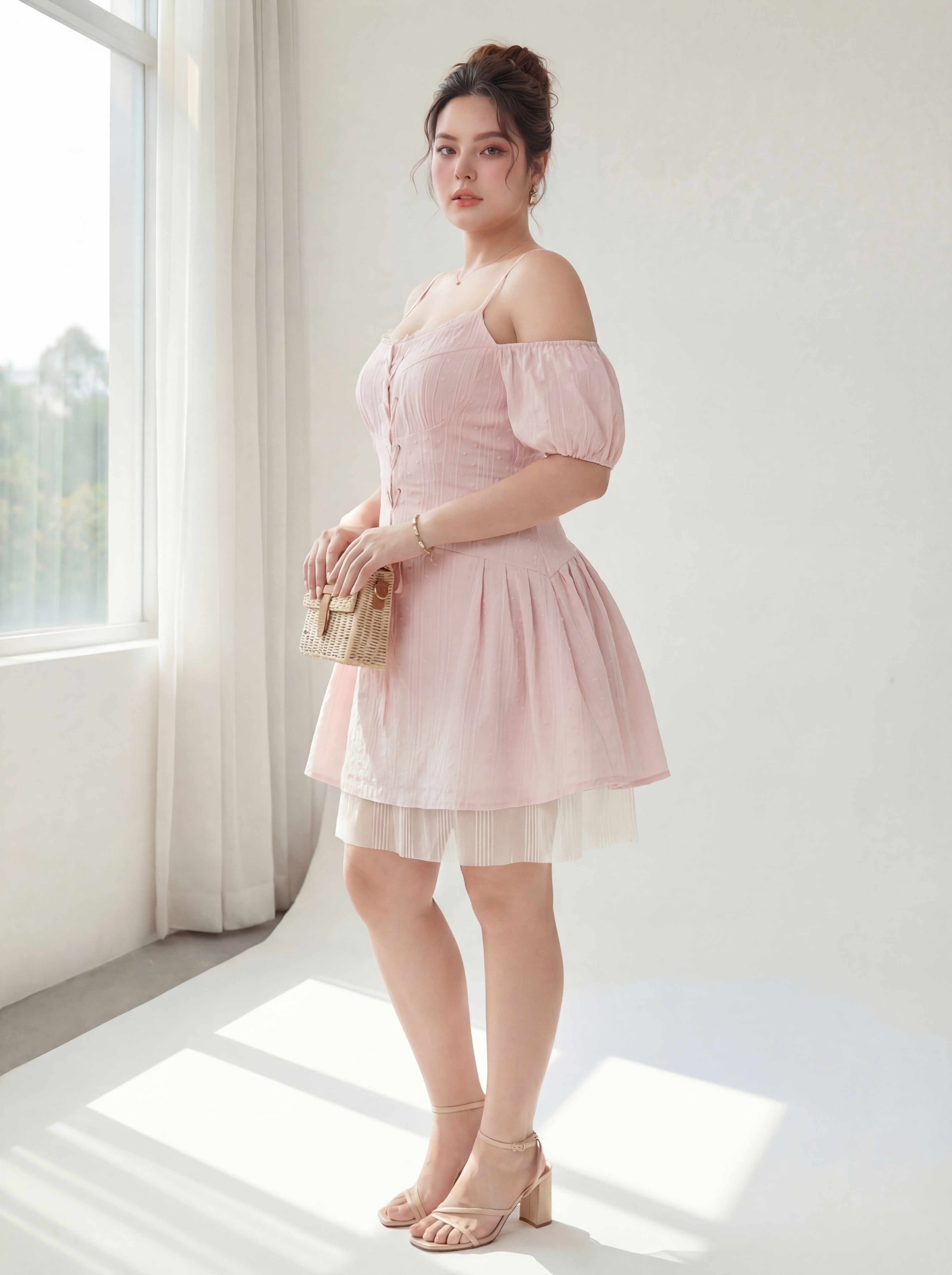 BIGSIZE- Đầm kiểu phối dập ly V-DA185_thumbnail_2