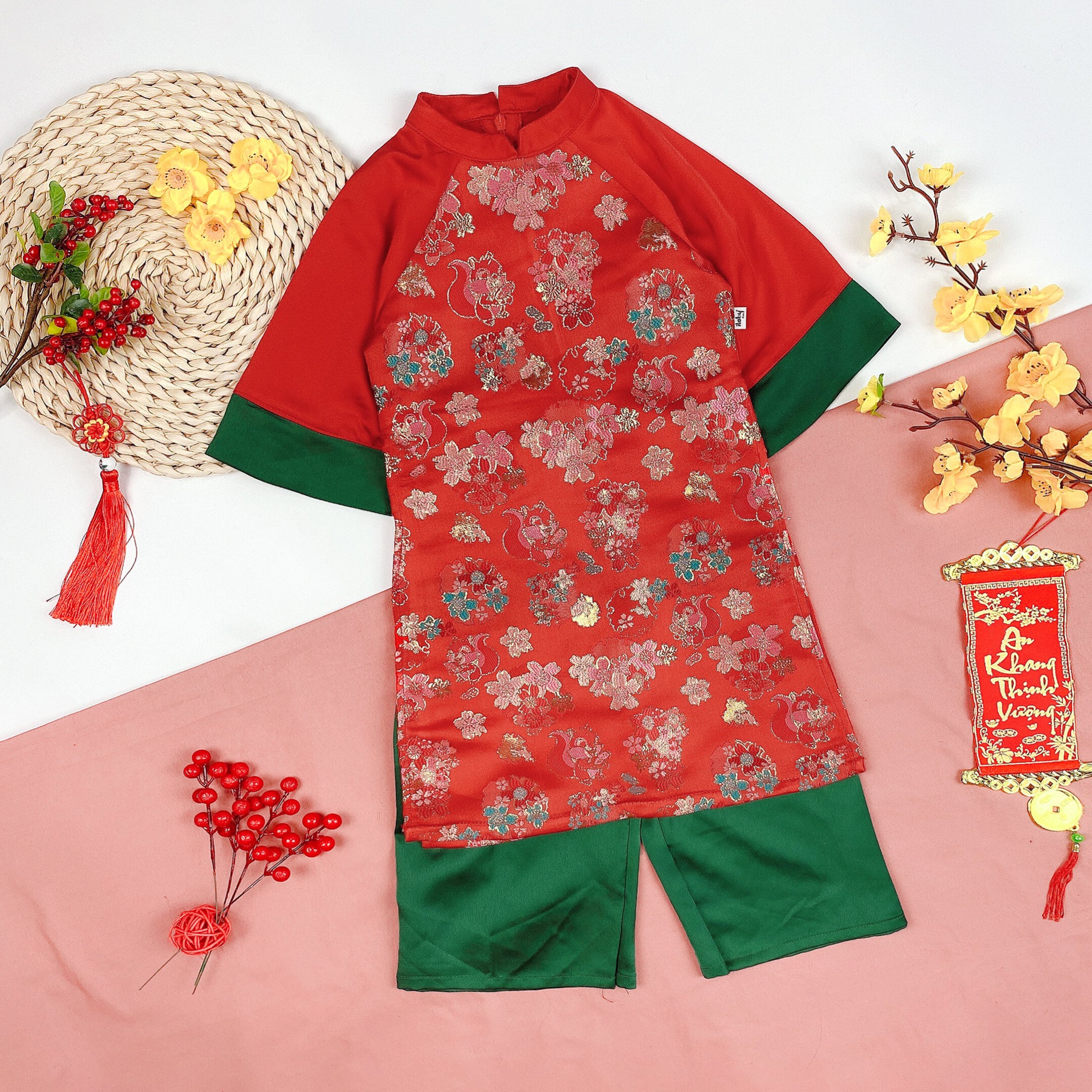 Áo dài phối xanh kèm quần_thumbnail_2