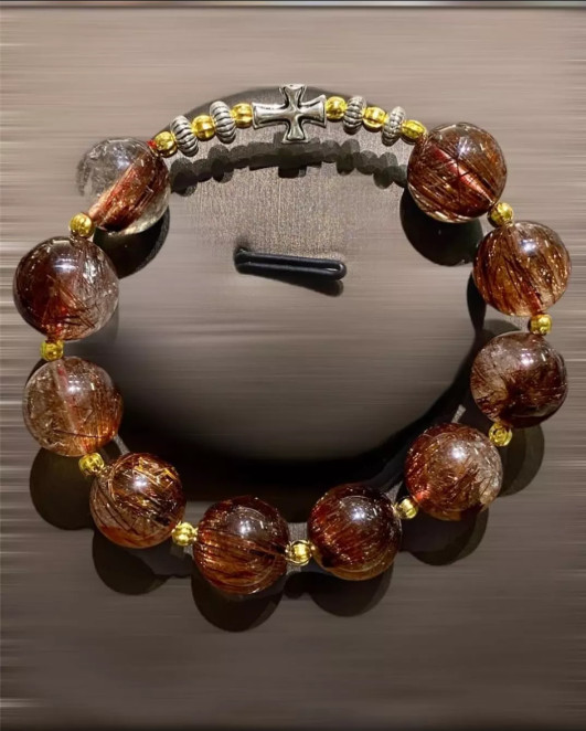 Tràng Hạt Đá Thạch Anh tóc đỏ - M26