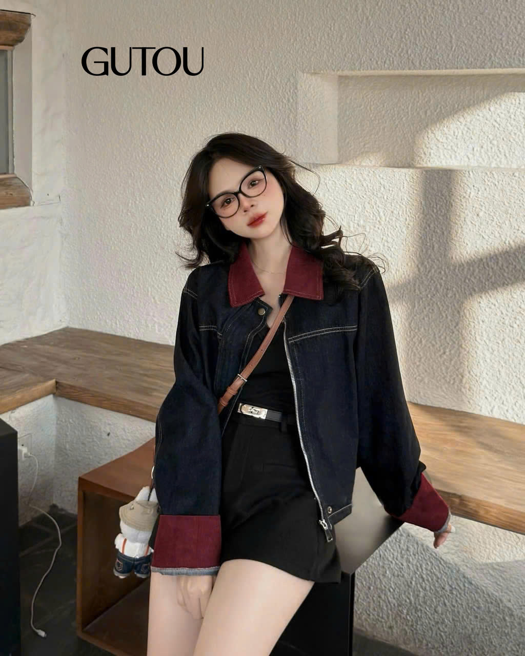 [GUTOU] Áo Khoác Jean Denim Phối Màu Cá Tính