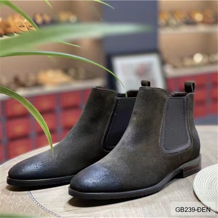 GB239 - Bốt Chelsea Nam Da Thật Phong Cách Thường Ngày Đế Cao Su Mềm