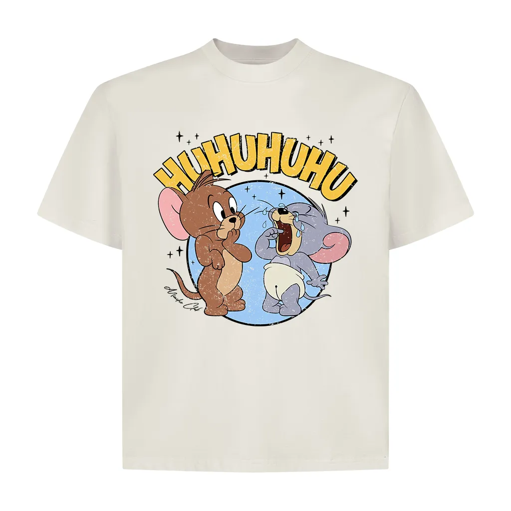 Áo thun form boxy HUHU AXD2470 Miucho chất vải cotton 2c thoáng mát cổ tròn in mix