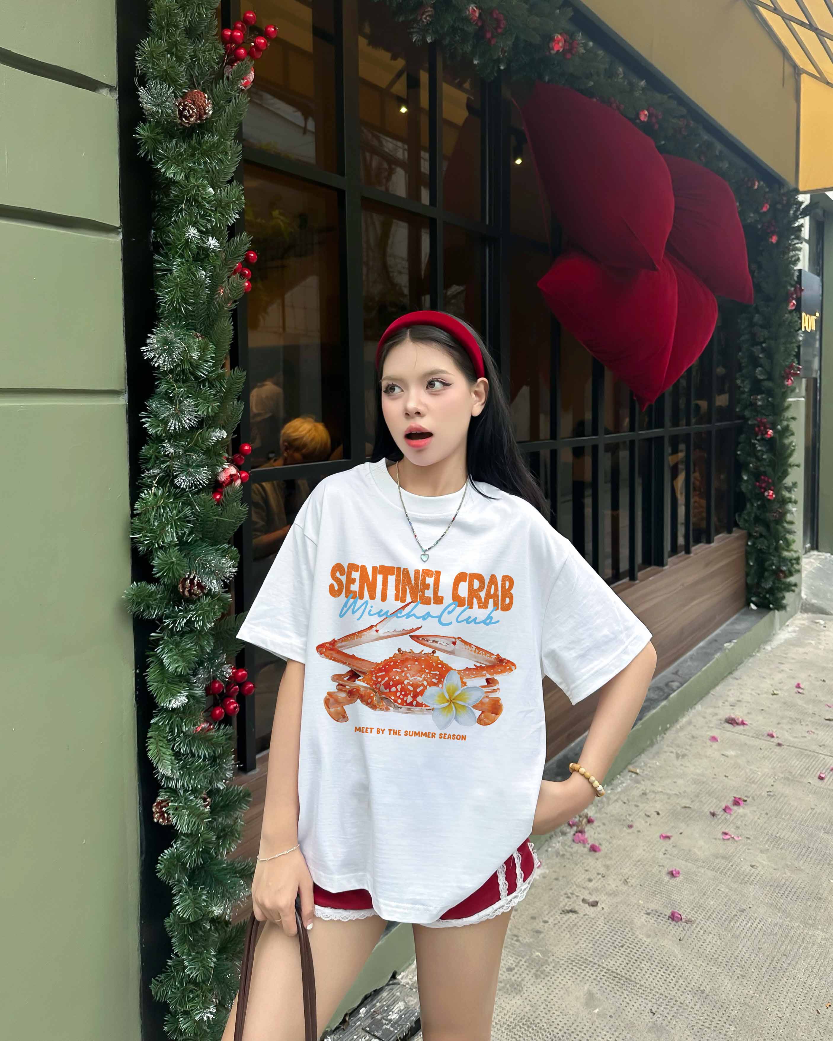 Áo thun boxy hè biển 2236 Miucho cổ tròn chất vải cotton 2c 250gsm đứng form dày dặn in mix_thumbnail_2