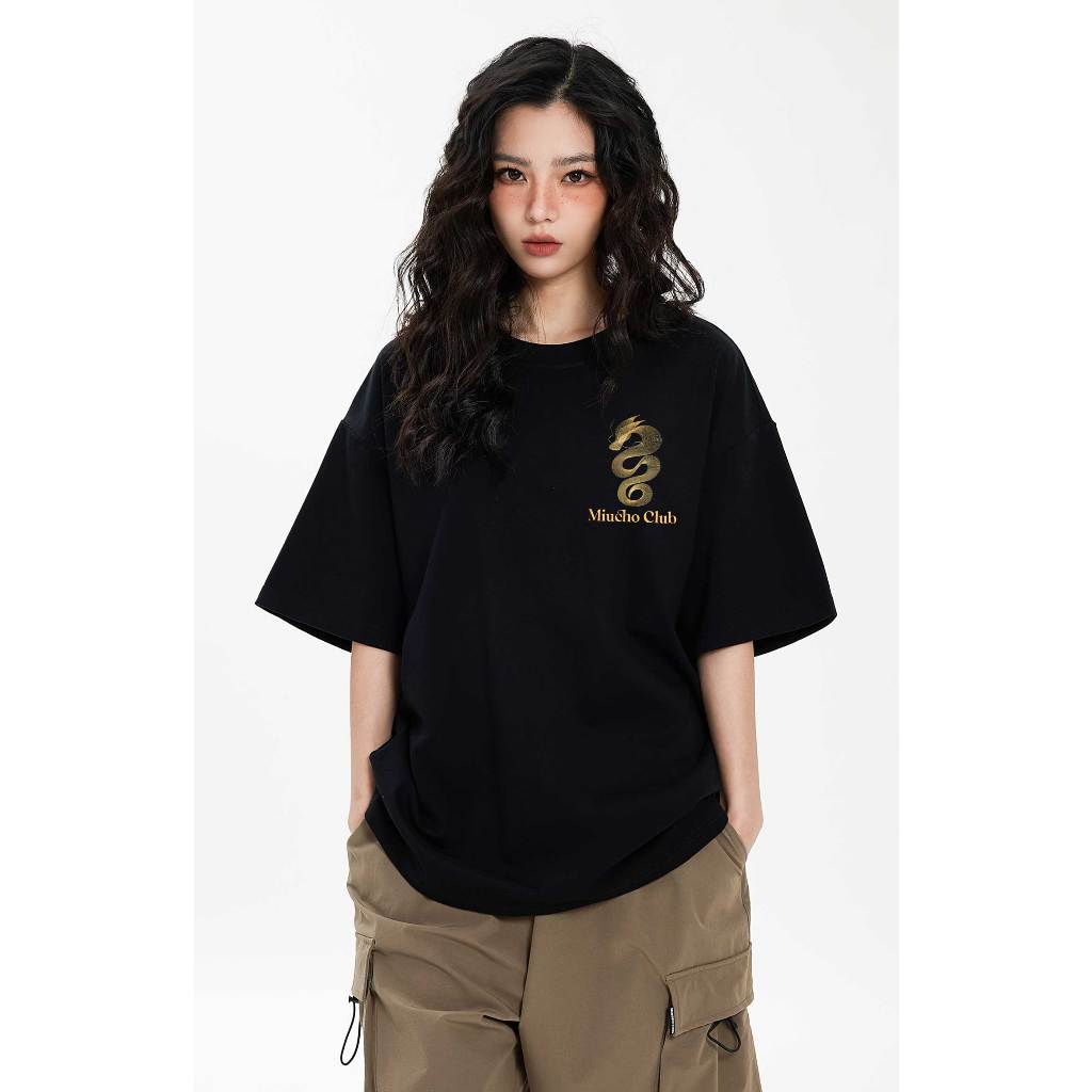 Áo thun unisex in hình rồng local brand form rộng ATD753 Miucho cotton cổ tròn in mix_thumbnail_3