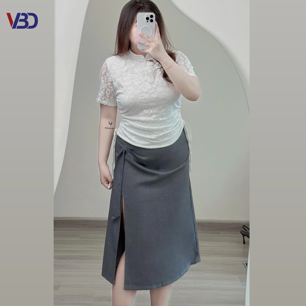 Chân váy xếp ly phối 1 bên kiểu bigsize CV034 dành cho nàng béo mập từ 55-95kg_thumbnail_0