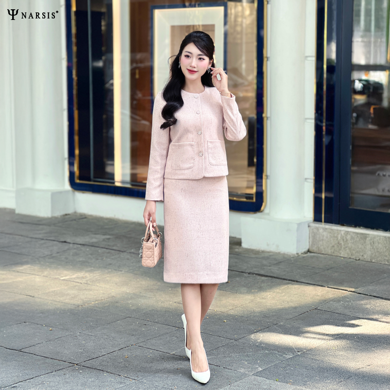 Set Dạ Nữ Narsis M24034 Chất Liệu Tweed Mềm Mịn, Thiết Kế Sang Trọng, Phù Hợp Mặc Tết_thumbnail_3