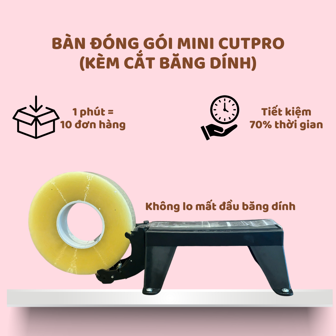 Bàn đóng hàng mini CutPro kèm cắt băng dính 1kg dành cho hàng vừa và nhỏ