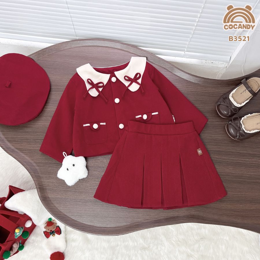 Bộ dài ĐỎ cổ BE 2 nơ ĐỎ_thumbnail_0