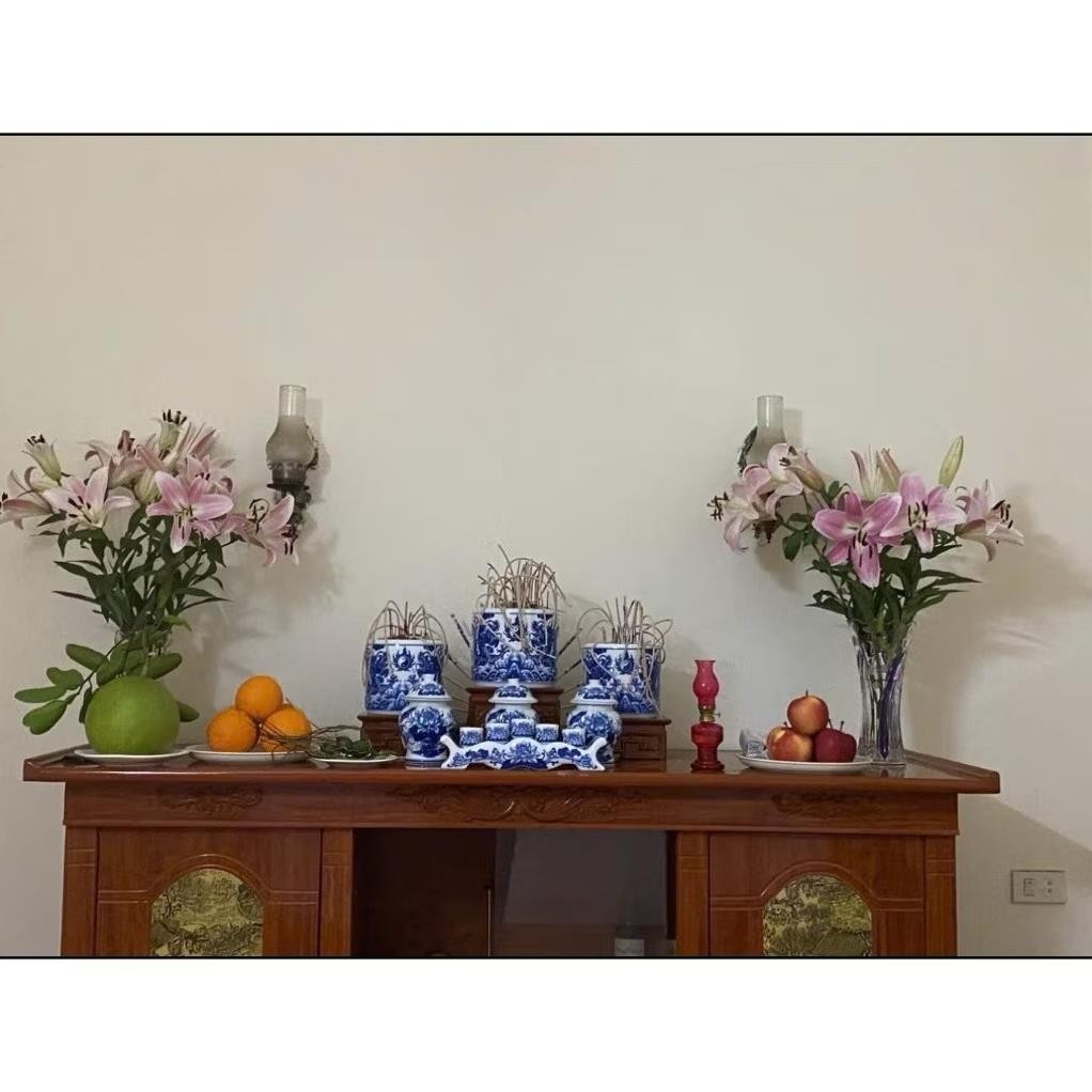 HG273 Đồ Thờ Cúng Bộ 20 món ban thờ 1M75 men trắng nghệ nhân Bát Tràng chế tác TẶNG Thất Bảo, Tro Nếp_thumbnail_8