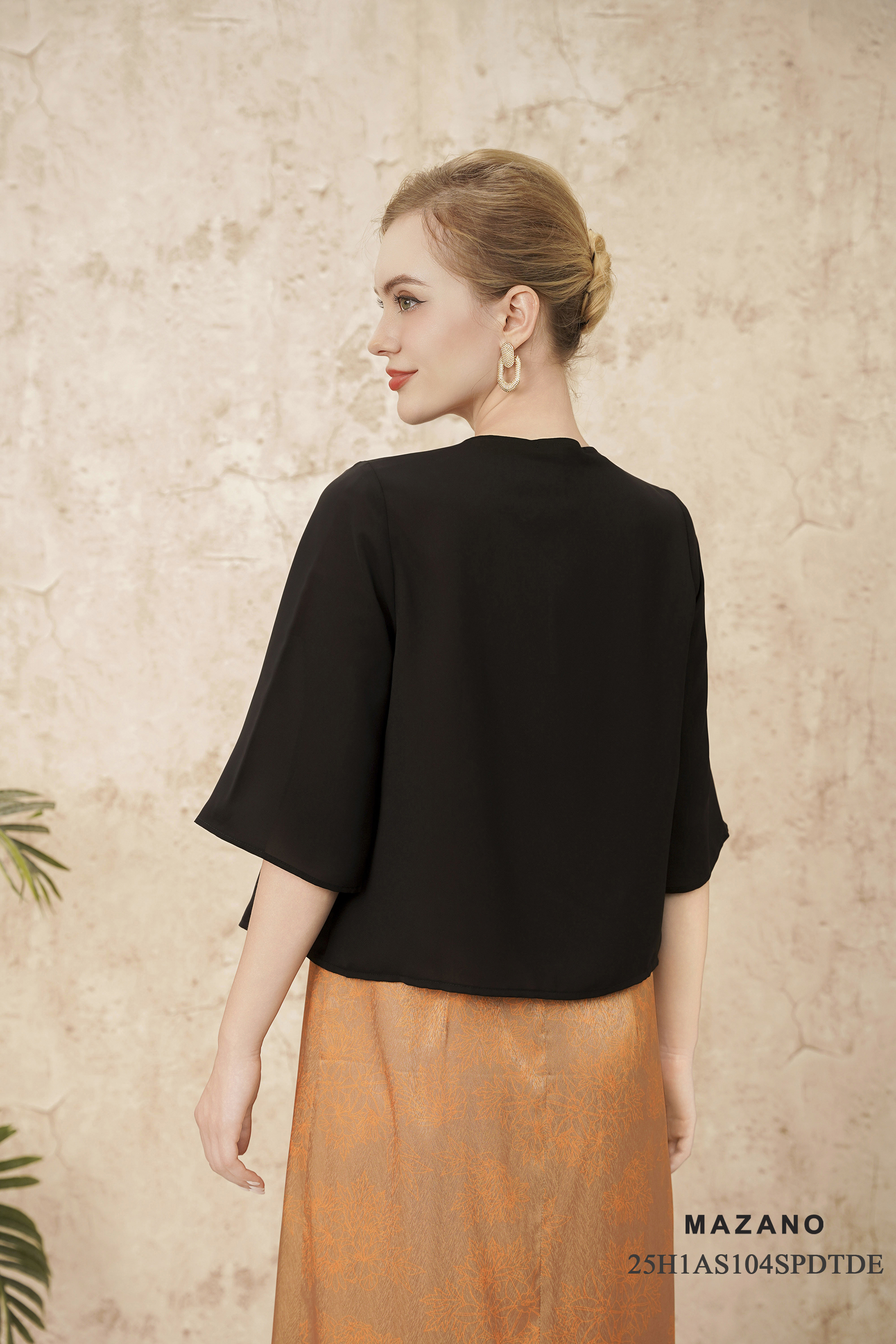 Áo Cadigan suông Vải voan mỏng phối kim sa Cổ tròn Tay lỡ Dài áo qua eo_thumbnail_3