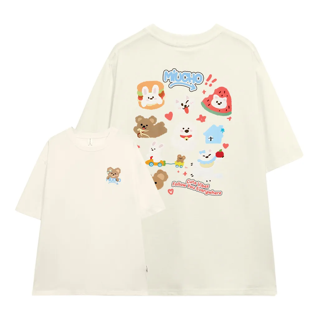 Áo thun form rộng hoạt hình cute Miucho 3098