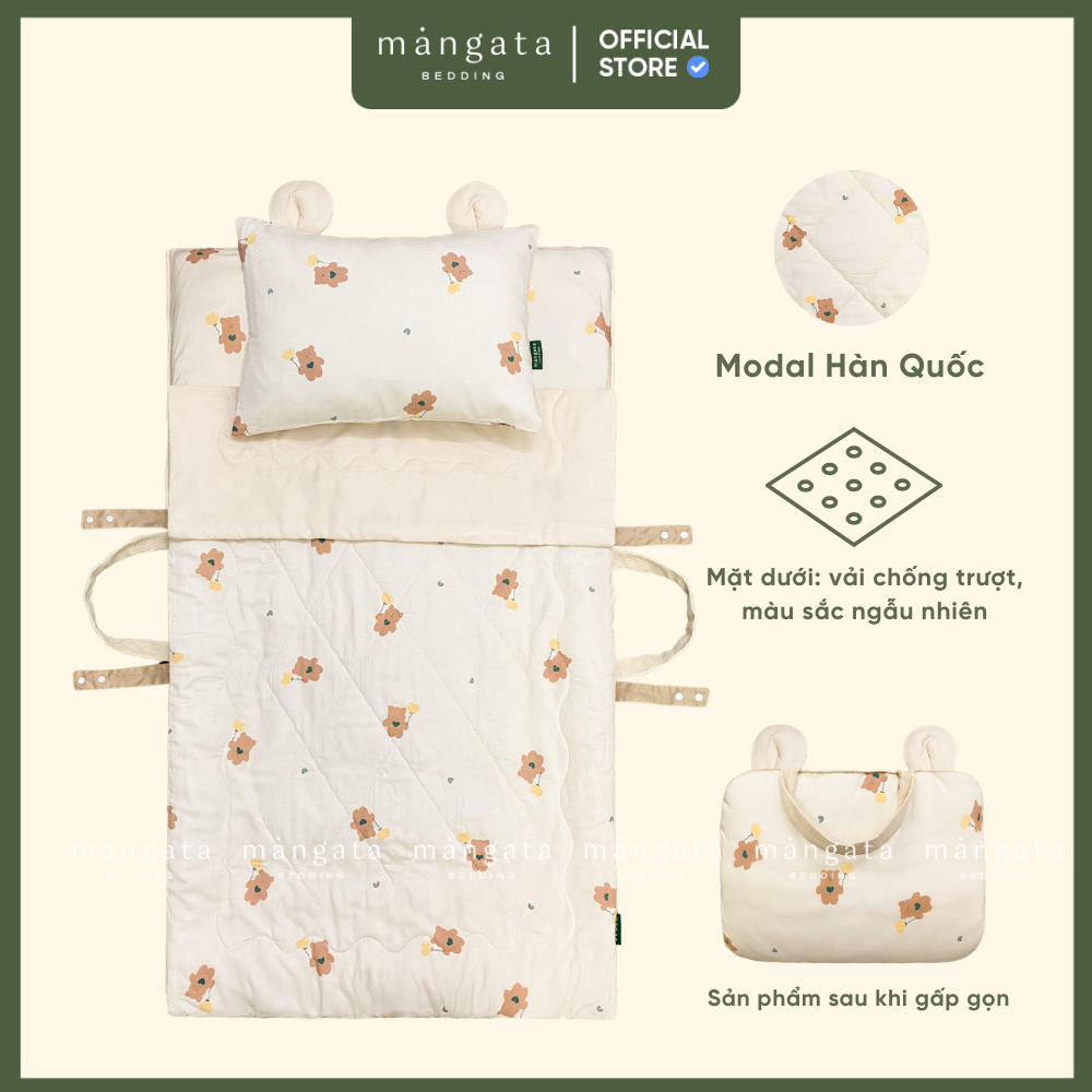 Mẫu Gấu bong bóng - Bộ chăn gối gấp gọn đi học