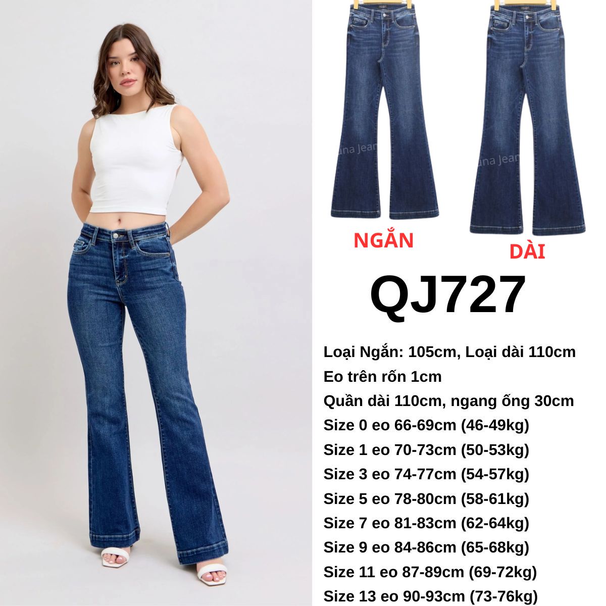 QJ727- QUẦN JEANS LOE ĐẬM