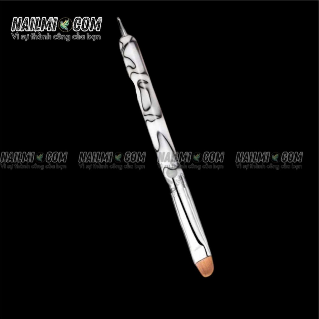 Cọ 2 đầu chùi phen - chấm bi cán màu trắng