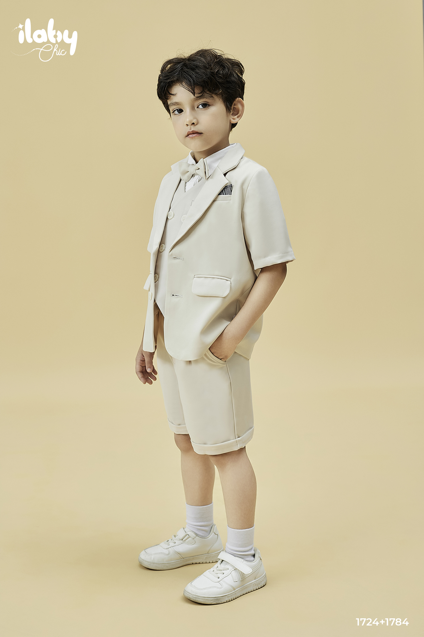 Set vest túi ngực giả khăn gấp kèm nơ_thumbnail_1