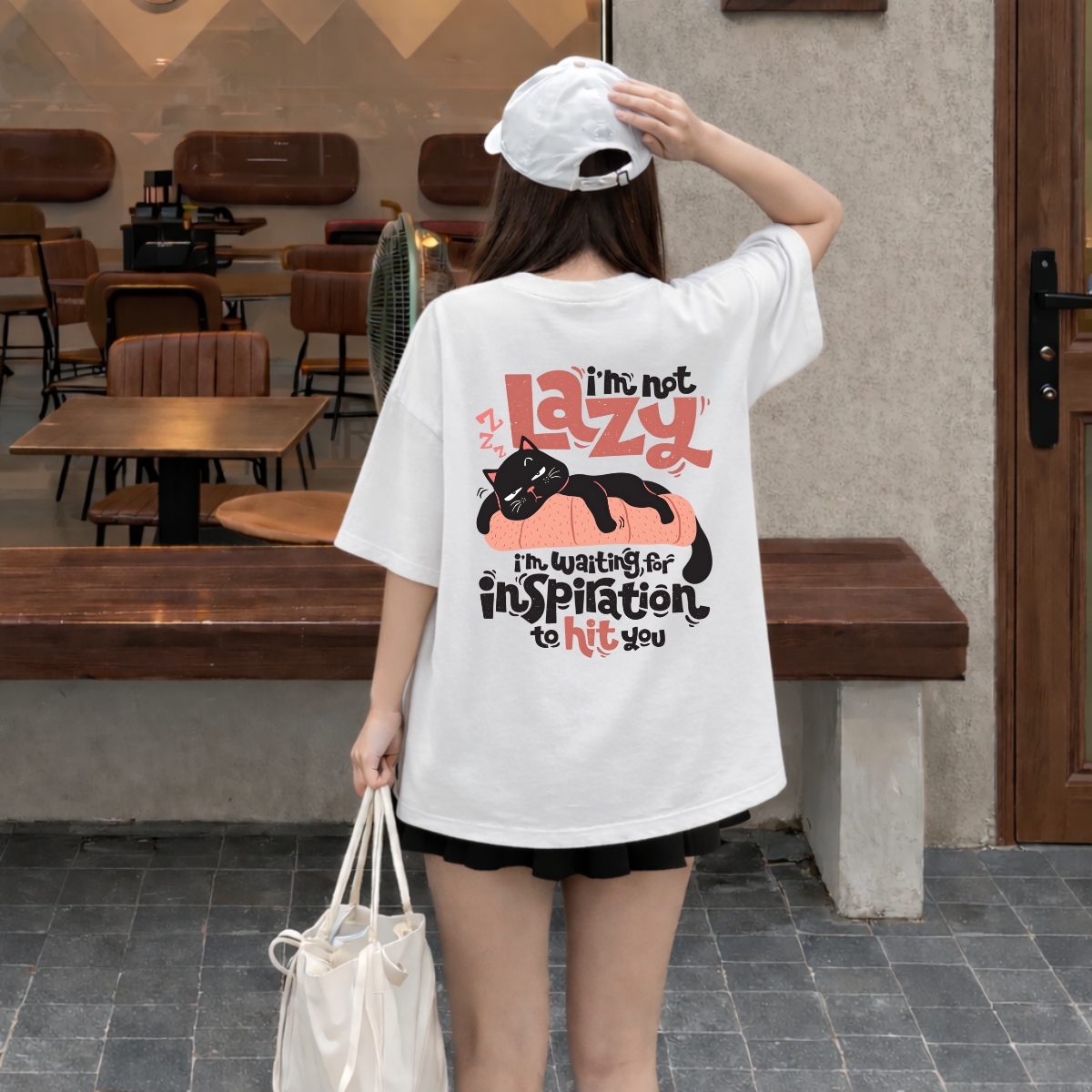 Áo thun unisex UX30-1141 LAZY hình mèo nằm dáng oversized local brand WETEE_thumbnail_0
