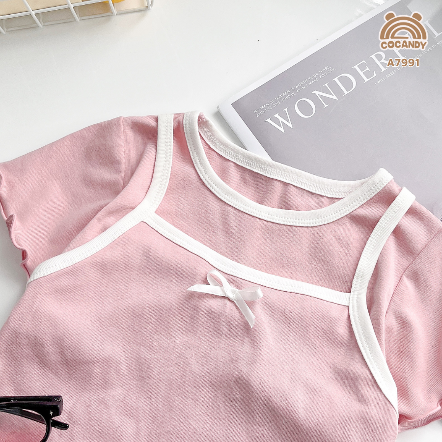 Áo cộc HỒNG giả 2 dây đính nơ_thumbnail_3