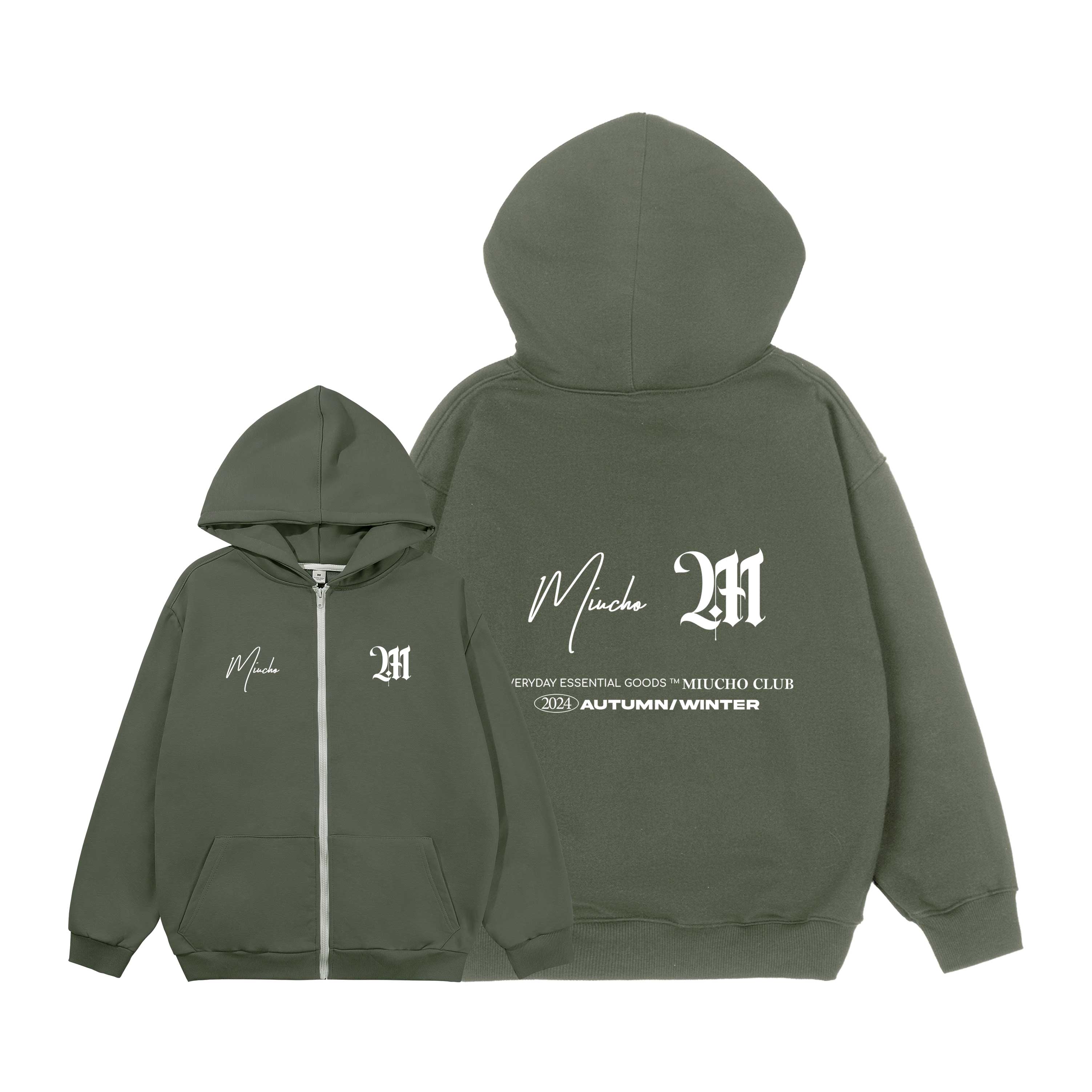 Áo hoodie zip local brand form rộng vải nỉ chân cua HZD1635 Miucho in typography_thumbnail_11