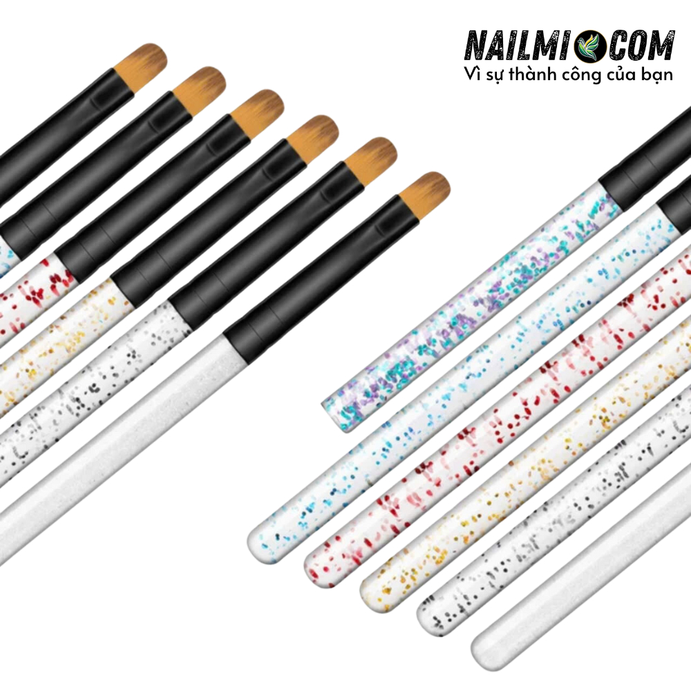 Cọ đắp gel - bản tròn - cán trong nhiều màu_thumbnail_3