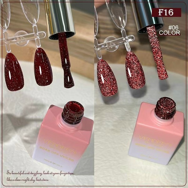 Sơn gel lẻ - Nhũ Flash Đỏ - Vendeeni 15ml - F16 006