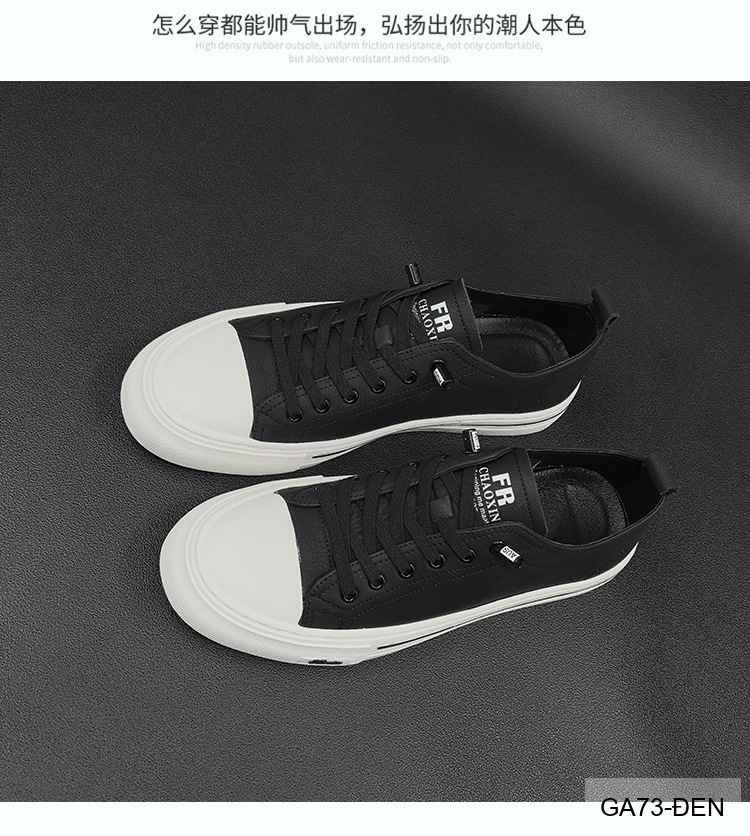 GA73 - Giày Sneaker Nam Da Bò Phong Cách Hàn, Đế Cao Su Thoáng Khí, Màu Trắng Đen_thumbnail_19