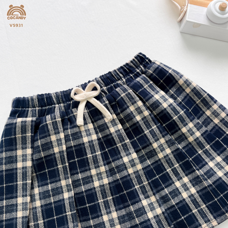 Chân váy kẻ XANH BE phối nơ BE_thumbnail_3