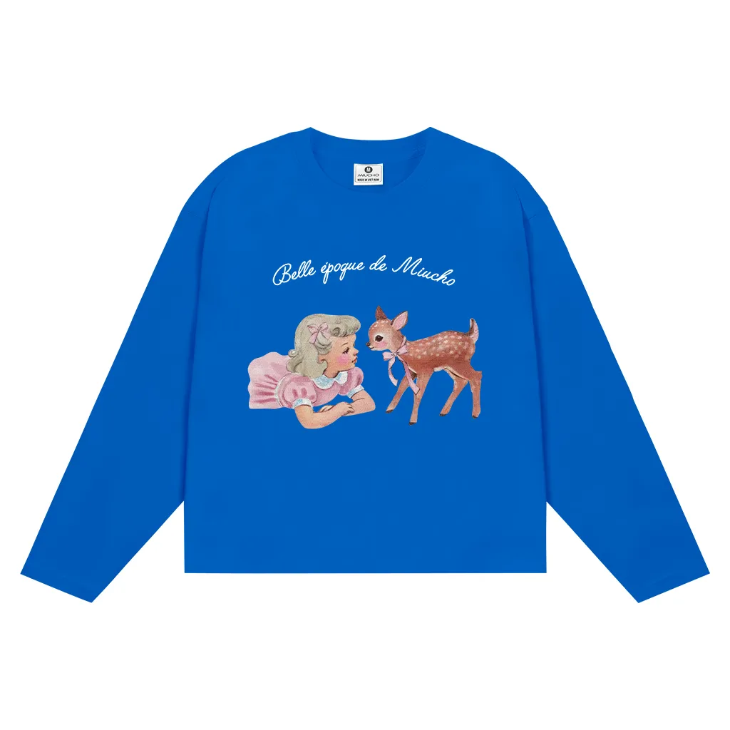 Áo tay dài boxy Miucho cotton co giãn 2C cổ tròn in hình dễ thương phong cách vintage 2649_thumbnail_10