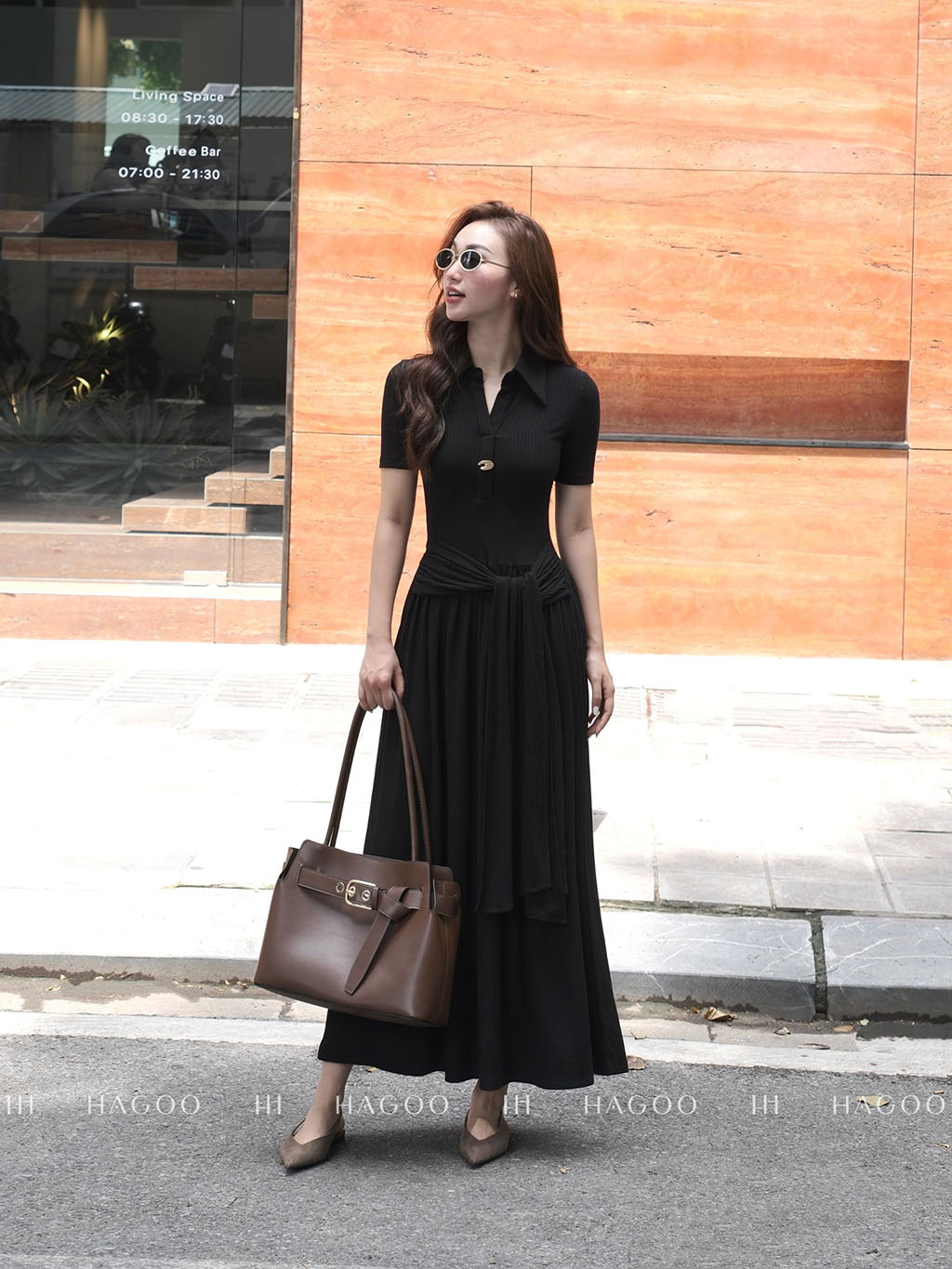 Váy thun Sarah dây thắt eo HAGOO