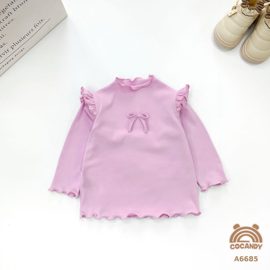 Áo dài 3C viền bèo TÍM nơ ngực