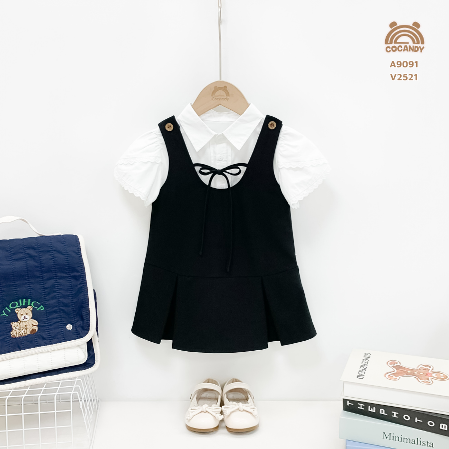 Váy 2 dây ĐEN phối nơ buộc