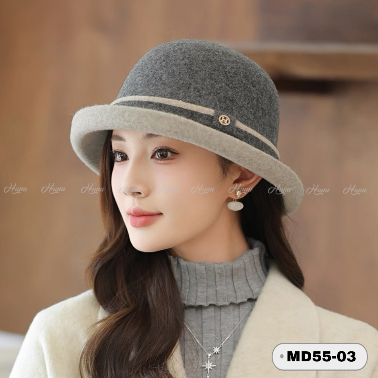 MŨ LEN DỆT CAO CẤP (MD55-03 Xám)