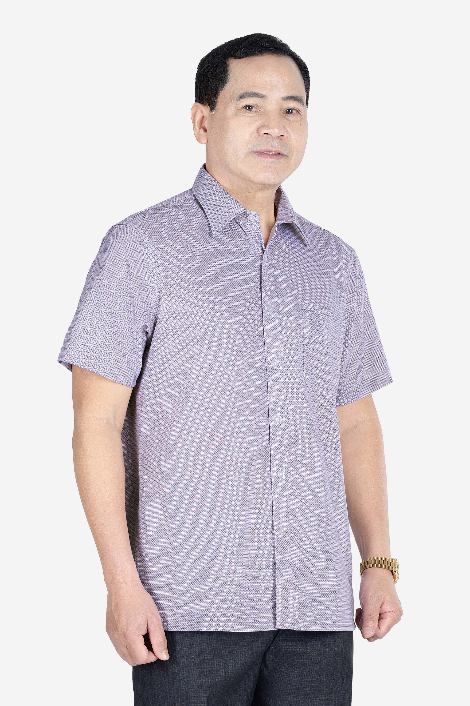 Sơ Mi Cộc Tay Họa Tiết Nam Trung Niên ANCHI Chất Liệu Sợi Sồi Cao Cấp Phom Suông Vạt Ngang Màu Trắng Bi_thumbnail_47