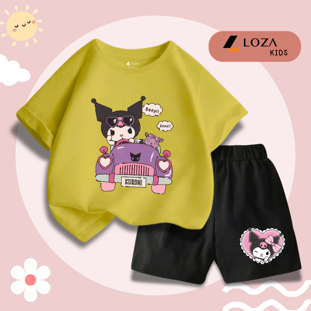 Bộ đồ bé gái in hình Kuromi lái xe -  Loza Kids SB309_thumbnail_7