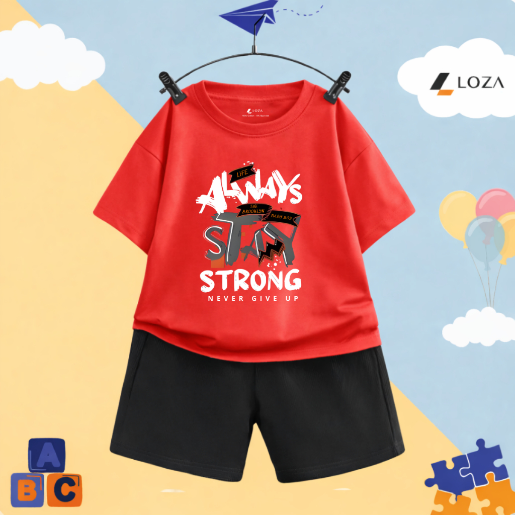 Set đồ bé trai hình ALWAYS STAY STRONG- Loza Kids SB600_thumbnail_3