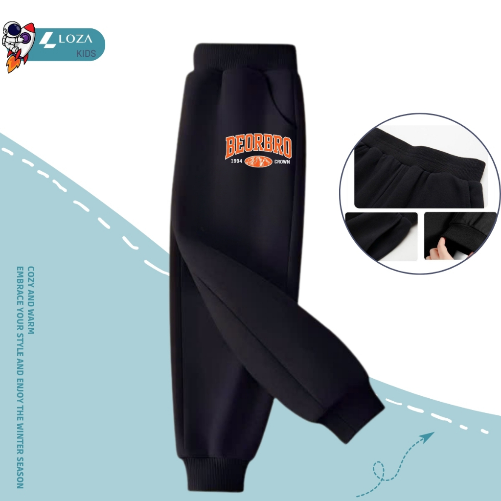 Quần nỉ lót nhung ấm áp bé trai, bé gái in in số - Loza Kids QM042_thumbnail_4