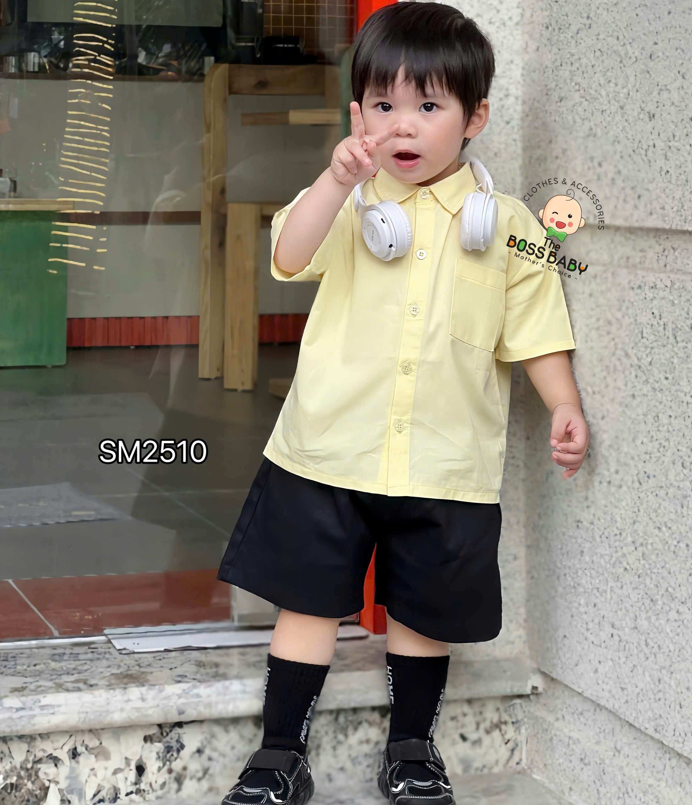 Áo sơmi thô vàng dừa túi ngực